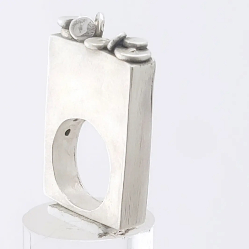ABSTRACT HOLLOW RING HANDMADE IN STERLING SILVER METAL SIZE 8 - Picture 2 of 5